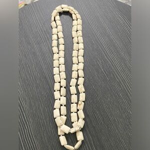 Cream Stone   Howlite Bead long Strand Necklace